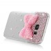 Samsung Galaxy S6 - Luxury Handmade Bling Bling 3D Rhinestone Crystal Protective Hard Clear Phone Cover Case - Pink Bow